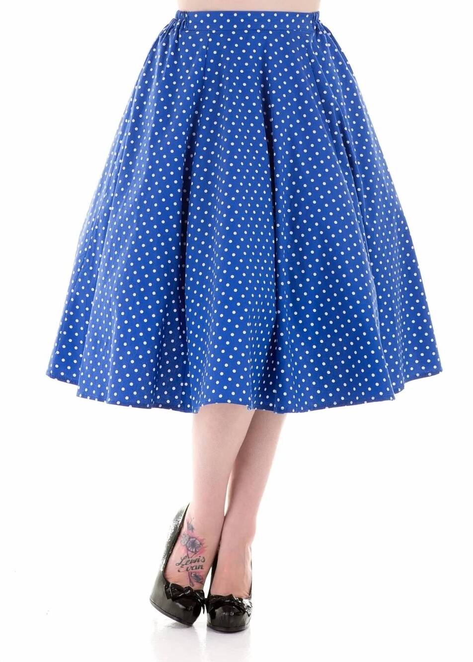NEW ORCHID BLOOM polka dot round skirt in blue/white